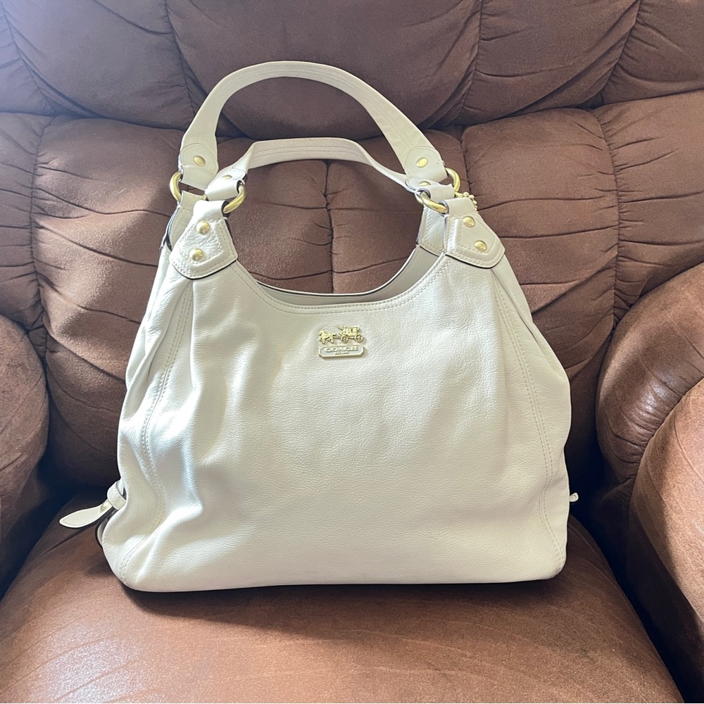 Coach purse, white leather